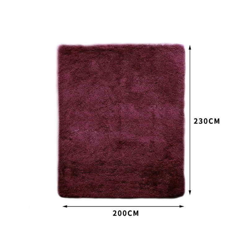 Designer Soft Shag Shaggy Floor Confetti Rug Carpet Decor 200x230cm Burgundy Payday Deals