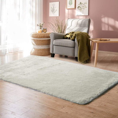 Designer Soft Shag Shaggy Floor Confetti Rug Carpet Home Decor 120x160cm Cream Payday Deals