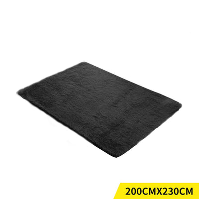 Designer Soft Shag Shaggy Floor Confetti Rug Carpet Home Decor 200x230cm Black