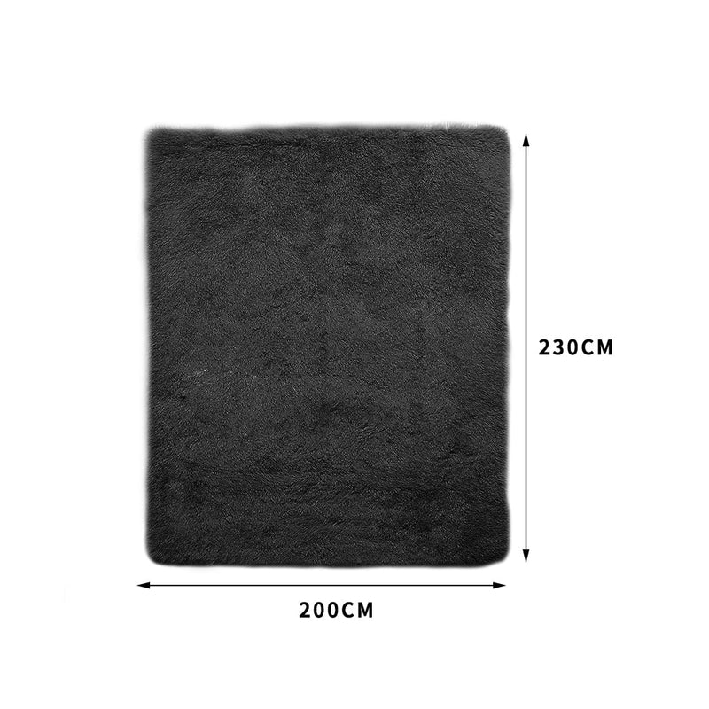 Designer Soft Shag Shaggy Floor Confetti Rug Carpet Home Decor 200x230cm Black Payday Deals