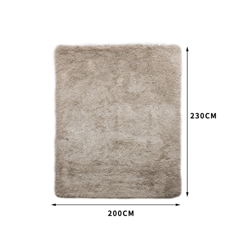 Designer Soft Shag Shaggy Floor Confetti Rug Carpet Home Decor 200x230cm Tan Payday Deals