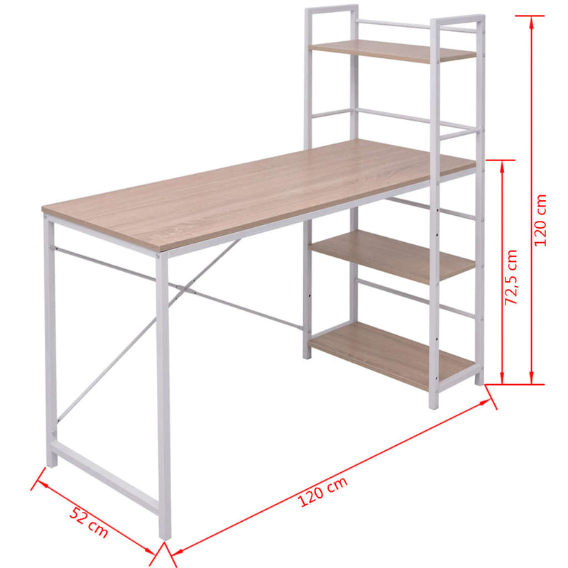 Desk with 4-Tier Bookcase Oak Payday Deals