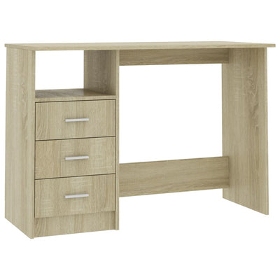 Desk with Drawers Sonoma Oak 110x50x76 cm Engineered Wood Payday Deals