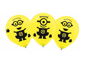Despicable Me Minions Party Supplies 6 Pack Latex Balloons