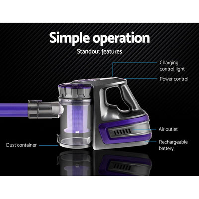 Devanti 150 Cordless Handheld Stick Vacuum Cleaner 2 Speed   Purple And Grey Payday Deals