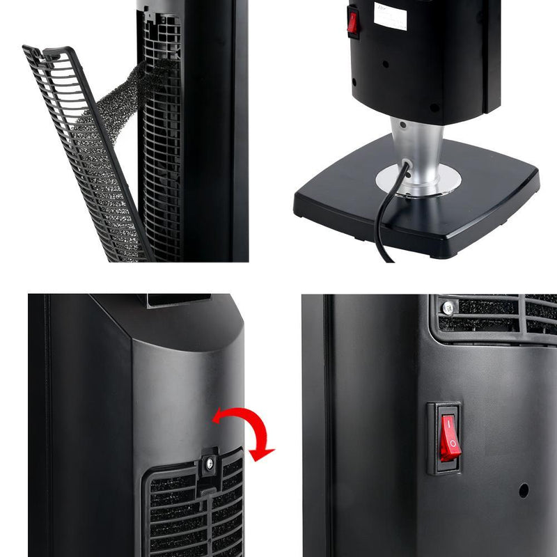 Devanti 2000W Portable Electric Ceramic Tower Heater - Black