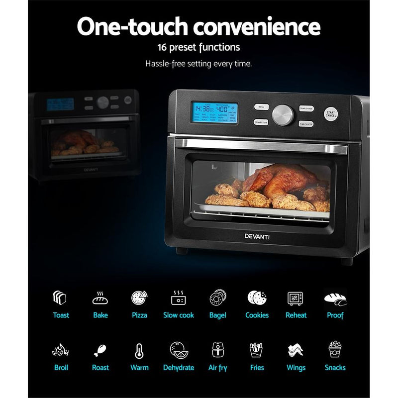 Devanti 20L Air Fryer Convection Oven Oil Free Fryers Kitchen Cooker Accessories Black Payday Deals