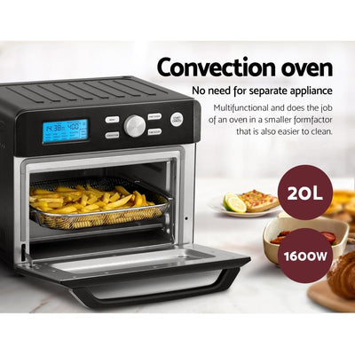 Devanti 20L Air Fryer Convection Oven Oil Free Fryers Kitchen Cooker Accessories Black Payday Deals