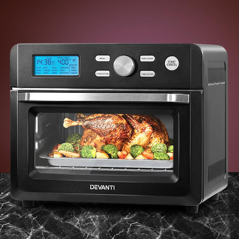 Devanti 20L Air Fryer Convection Oven Oil Free Fryers Kitchen Cooker Accessories Black Payday Deals