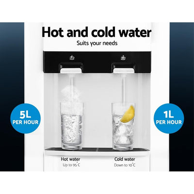 Devanti 22L Bench Top Water Cooler Dispenser Purifier Hot Cold Dual Tap with 2 Replacement Filters