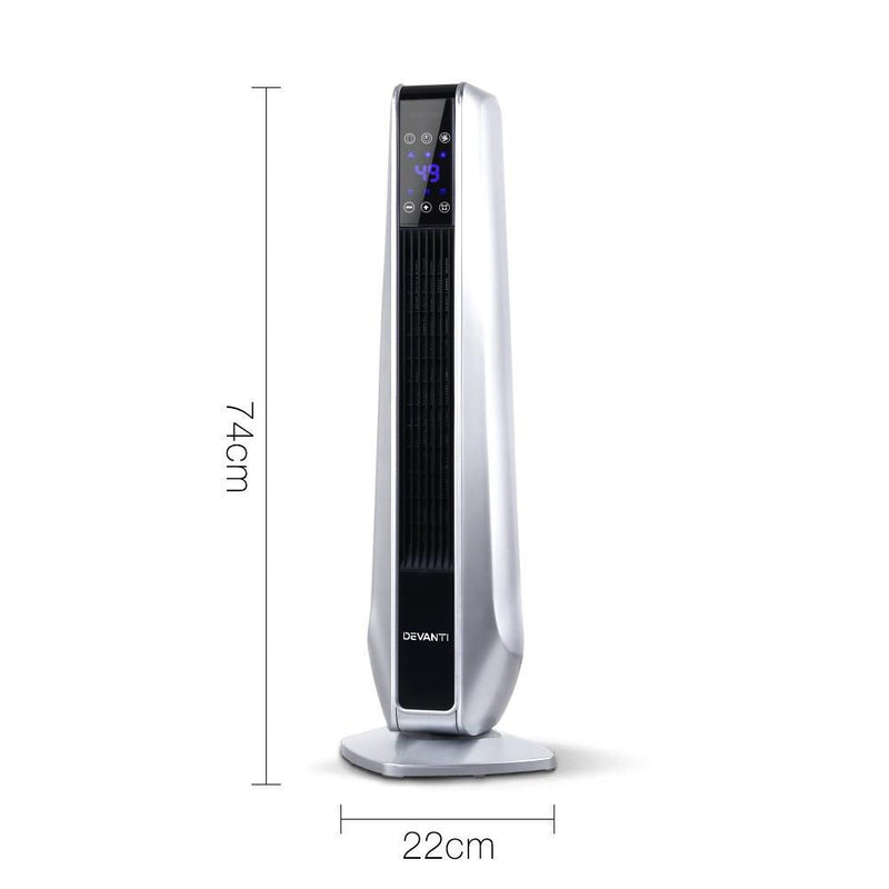 Devanti 2400W Electric Ceramic Tower Heater - Silver Payday Deals