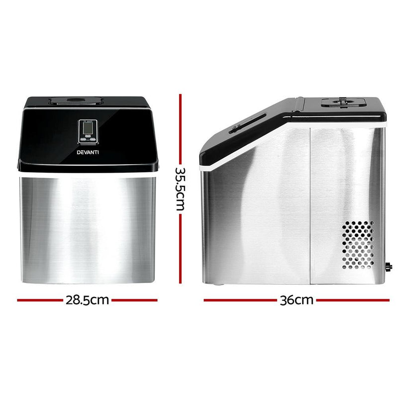 DEVANTi 3.2L Portable Ice Cube Maker Cold Commercial Machine Stainless Steel Payday Deals