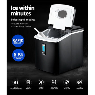 DEVANTI 3.2L Portable Ice Cube Maker Machine Benchtop Counter Black Payday Deals