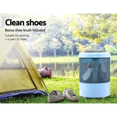 Devanti 3KG Mini Portable Washing Machine Shoes Wash Top Load Spin Camp Caravan Payday Deals