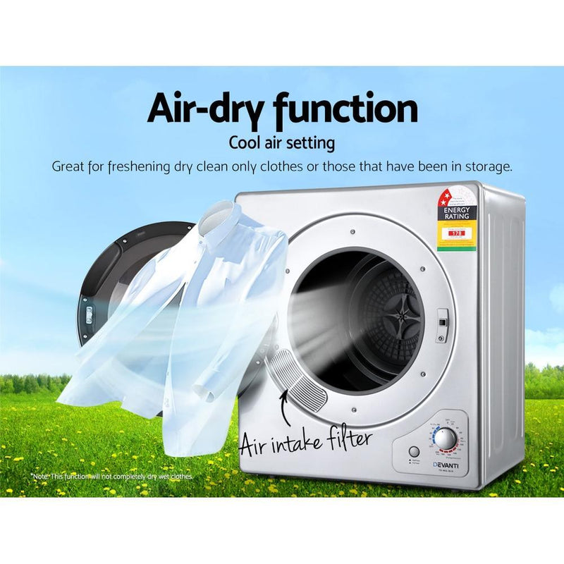 Devanti 4kg Tumble Dryer Clothes Dryer Machine Air Vented Front Load Wall Mount