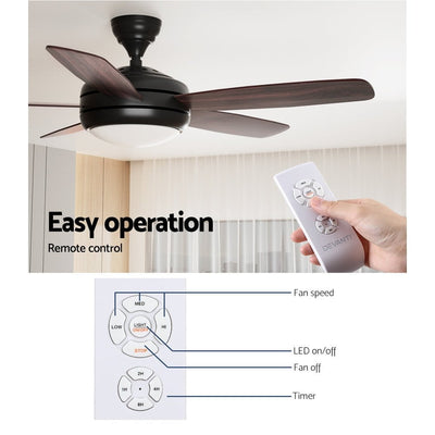 Devanti 52'' Ceiling Fan AC Motor 5 Blades w/Light - Dark Wood Payday Deals