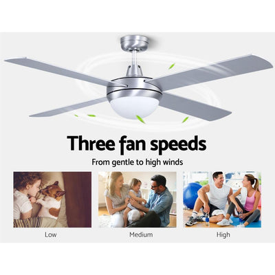 Devanti 52'' Ceiling Fan w/Light w/Remote Timer - Silver Payday Deals