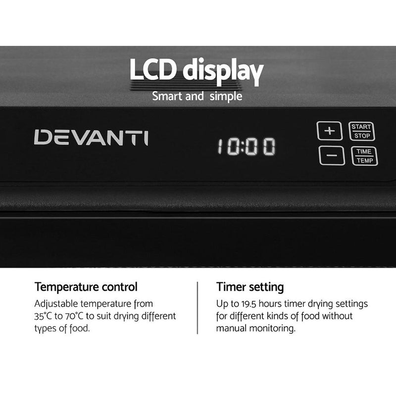 Devanti 6 Tray Food Dehydrators Commercial Beef Jerky Maker Fruit Dryer Black Payday Deals