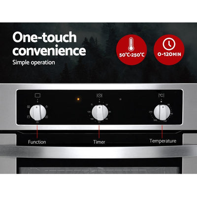 Devanti 60cm Electric Built in Wall Oven Convection Grill Stove Stainless Steel Payday Deals
