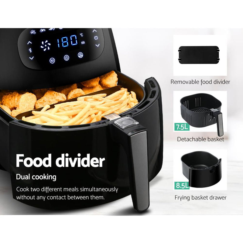 Devanti Air Fryer 8.5L LCD Digital Oil Free Deep Frying Cooker Accessories Rack Payday Deals