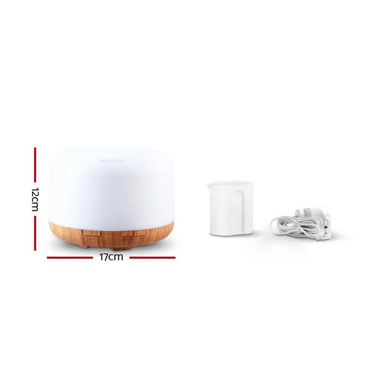 DEVANTI Aroma Diffuser Aromatherapy LED Night Light Air Humidifier Purifier Light Wood Grain 500ml Payday Deals