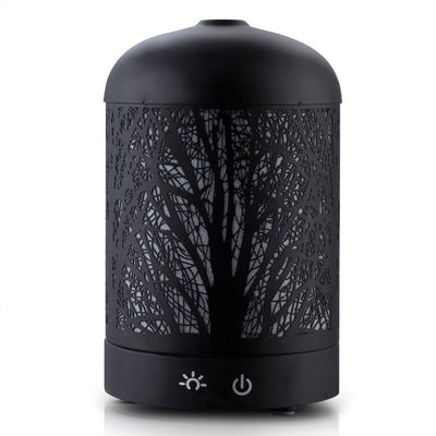 DEVANTI Aroma Diffuser Aromatherapy LED Night Light Iron Air Humidifier Black Forrest Pattern 160ml Payday Deals