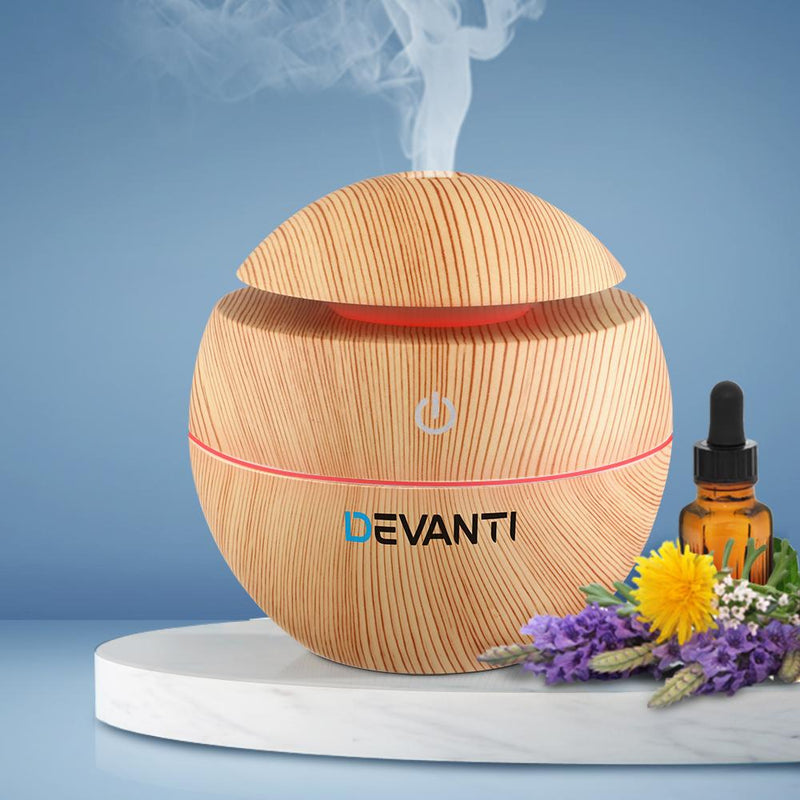 Devanti Aromatherapy Diffuser Aroma Essential Oils Air Humidifier LED Light 130ml