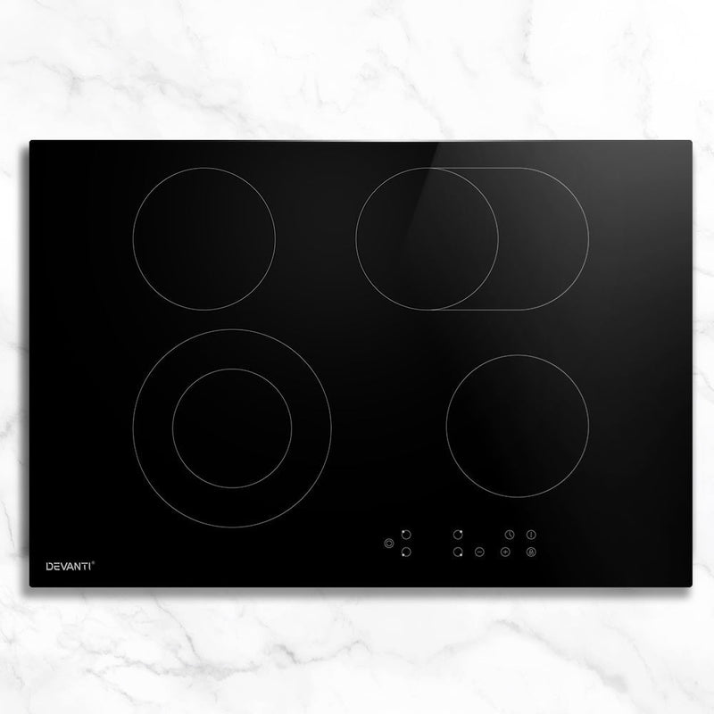 Devanti Ceramic Cooktop 77cm Electric Cooker 4 6 Burner Stove Hob Touch Control Payday Deals