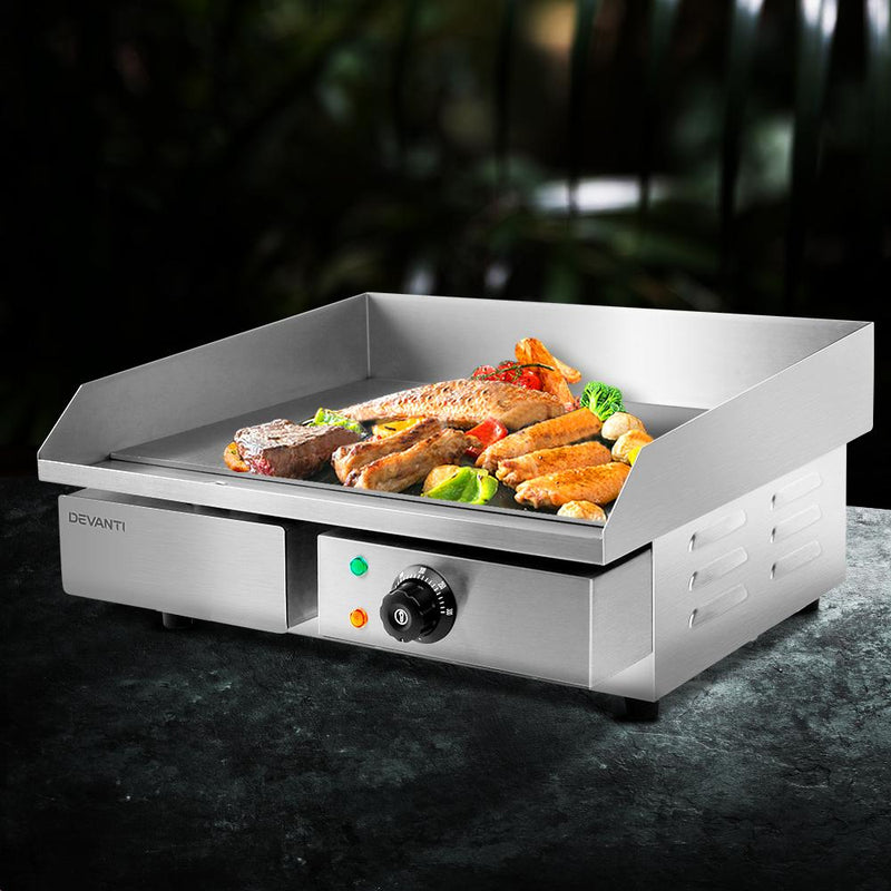 Devanti Commercial Electric Griddle BBQ Grill Pan Hot Plate Stainless Steel Payday Deals