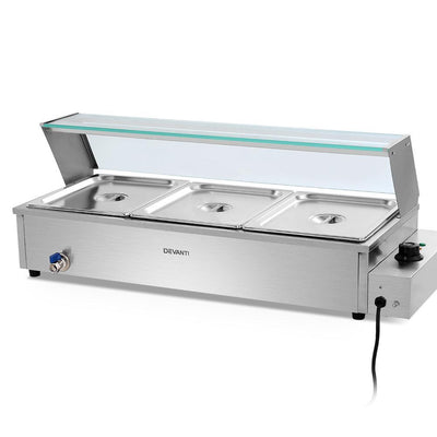 Devanti Commercial Food Warmer Bain Marie Electric Buffet Pan Stainless Steel