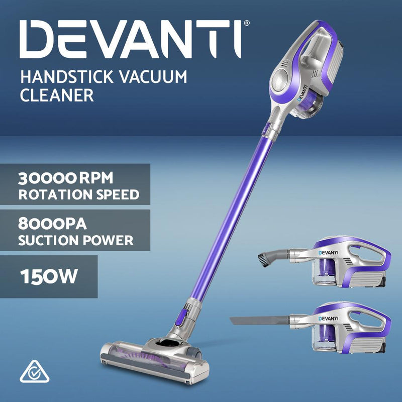 Devanti Cordless Stick Vacuum Cleaner - Purple & Grey Payday Deals