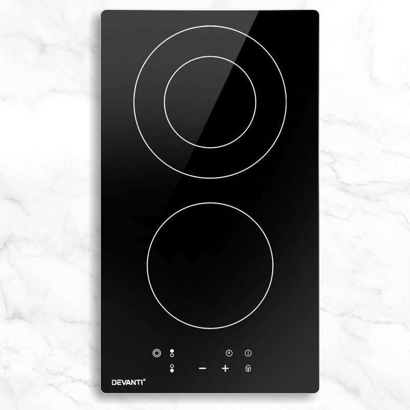Devanti Electric Ceramic Cooktop 30cm Kitchen Cooker Cook Top Hob Touch Control 3-Zones Payday Deals