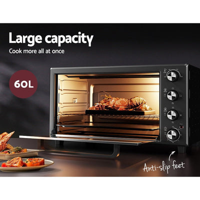 Devanti Electric Convection Oven Bake Benchtop Rotisserie Grill 60L Payday Deals