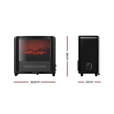 Devanti Electric Fireplace 3D Flame Effect Timer Portable Indoor Heater 2000W Payday Deals