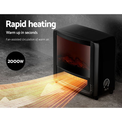 Devanti Electric Fireplace 3D Flame Effect Timer Portable Indoor Heater 2000W Payday Deals