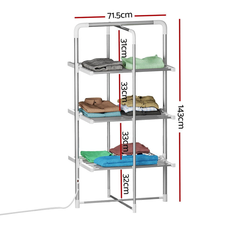 Devanti Electric Heated Towel Clothes Rail Rack Airer Dryer Warmer Stand 300W Payday Deals