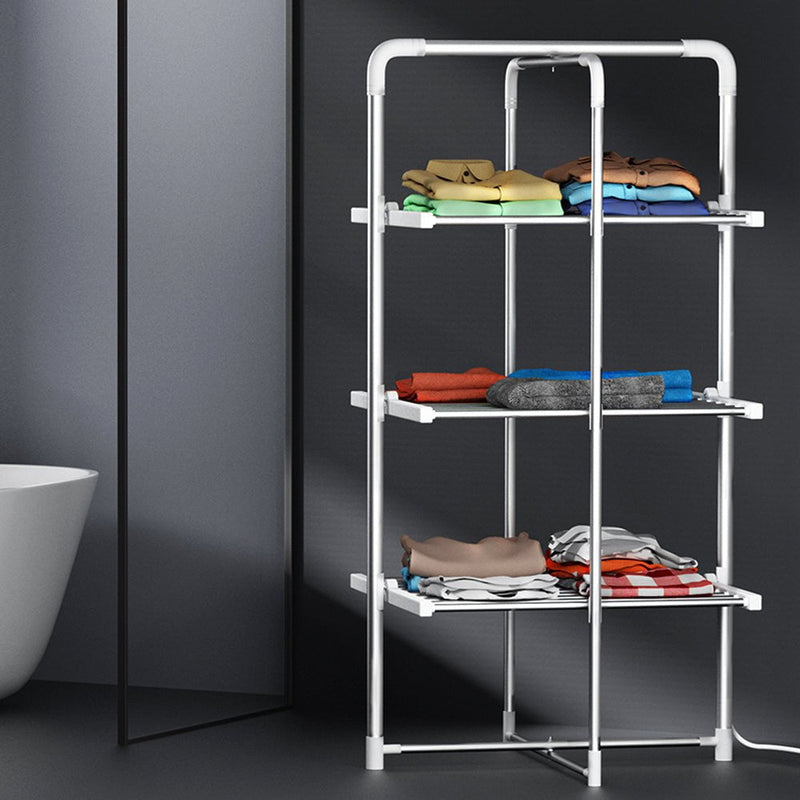 Devanti Electric Heated Towel Clothes Rail Rack Airer Dryer Warmer Stand 300W Payday Deals