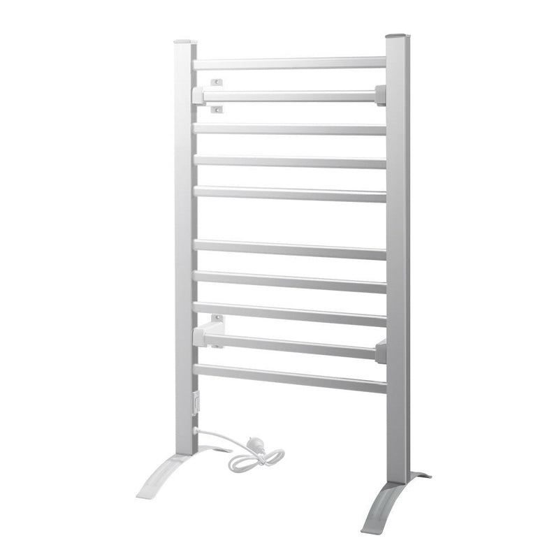 Devanti Electric Heated Towel Rail Rails Warmer Rack Aluminium 10 Bars Payday Deals