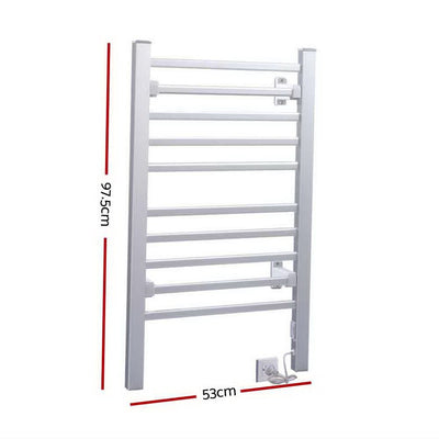 Devanti Electric Heated Towel Rail Rails Warmer Rack Aluminium 10 Bars Payday Deals