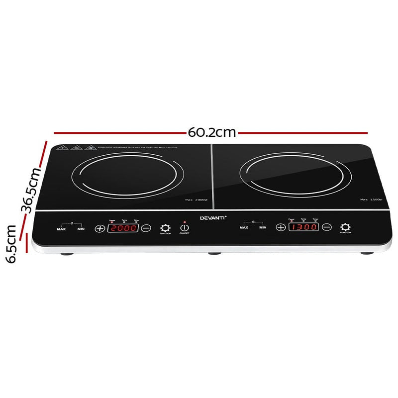 Devanti Electric Induction Cooktop 60cm Portable Kitchen Ceramic Glass Cooker Payday Deals