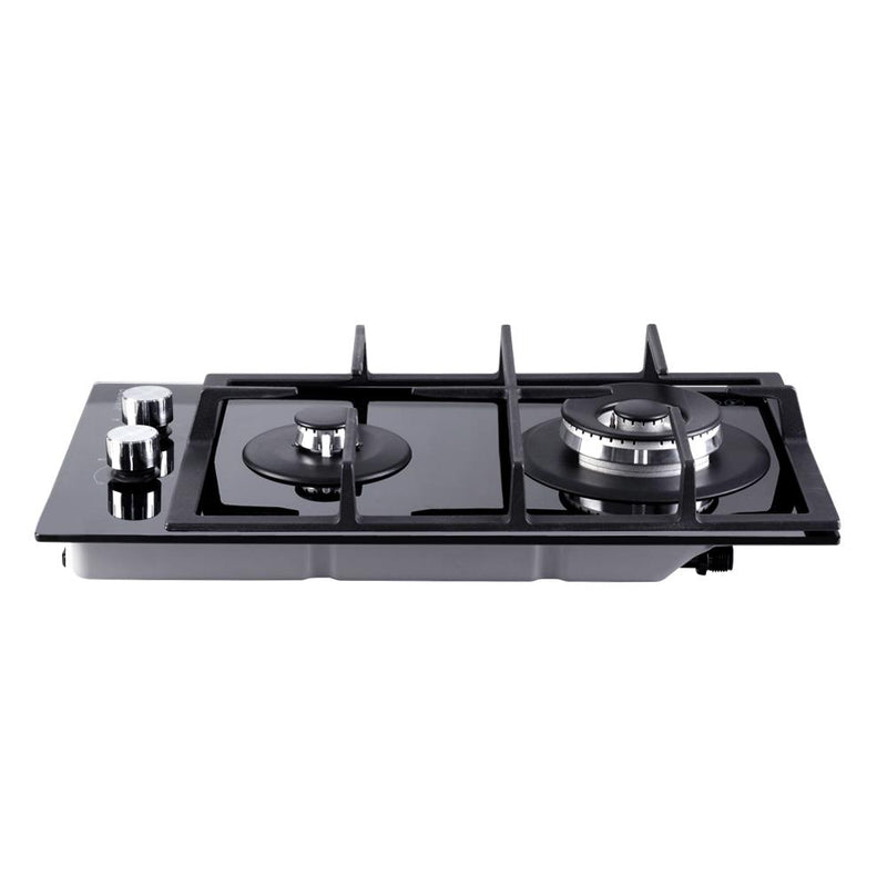 Devanti Gas Cooktop 30cm Gas Stove Cooker 2 Burner Cook Top Konbs NG LPG Black Payday Deals