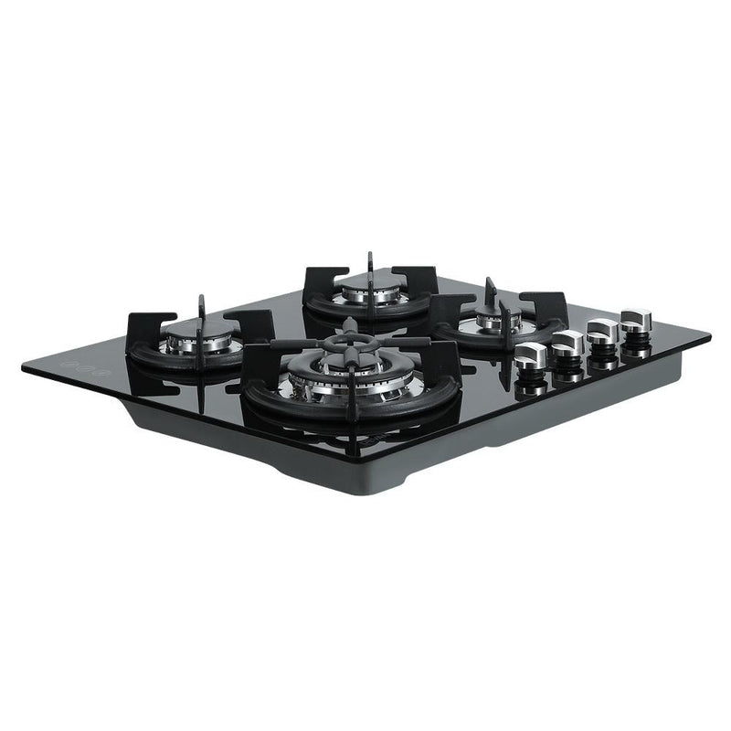 Devanti Gas Cooktop 60cm 4 Burner Ceramic Glass Cook Top Stove Hob Cooker LPG NG Black Payday Deals