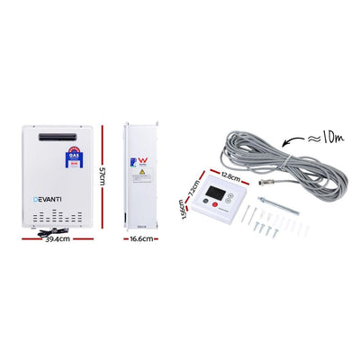 DEVANTI Gas Water Heater NG Natural Gas 26L White Payday Deals