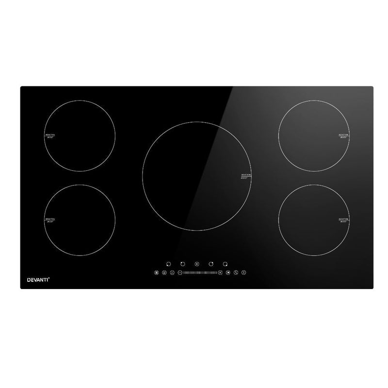 Devanti Induction Cooktop 90cm Electric Cooker Ceramic 5 Zones Stove Hot Plate Payday Deals