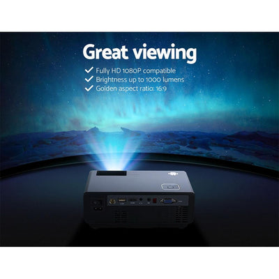 Devanti Mini Video Projector Wifi USB Portable 1000 Lumens HD 1080P Home Theater Payday Deals