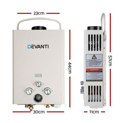 Devanti Outdoor Gas Hot Water Heater Portable Camping Shower 12V Pump Grey Payday Deals