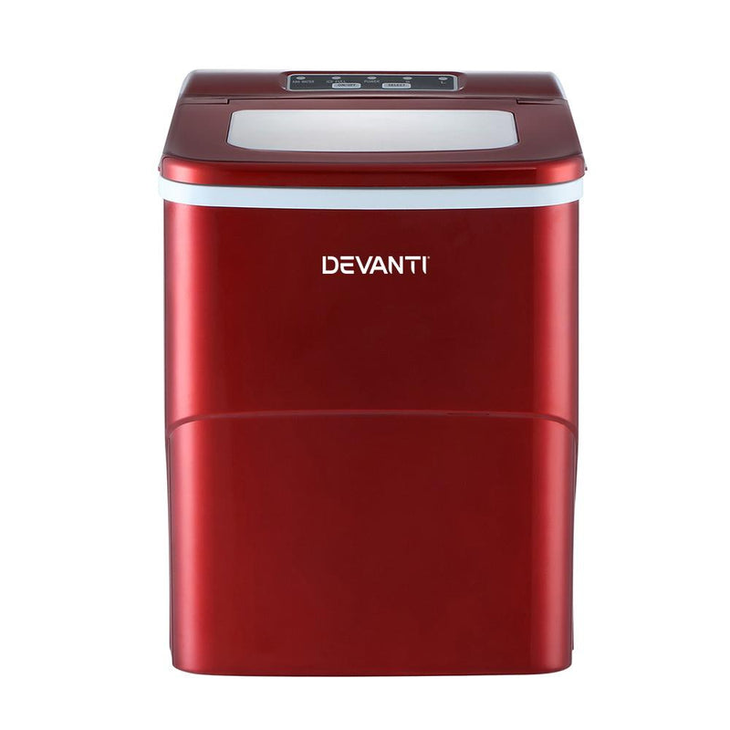 DEVANTi Portable Ice Cube Maker Machine 2L Home Bar Benchtop Easy Quick Red Payday Deals