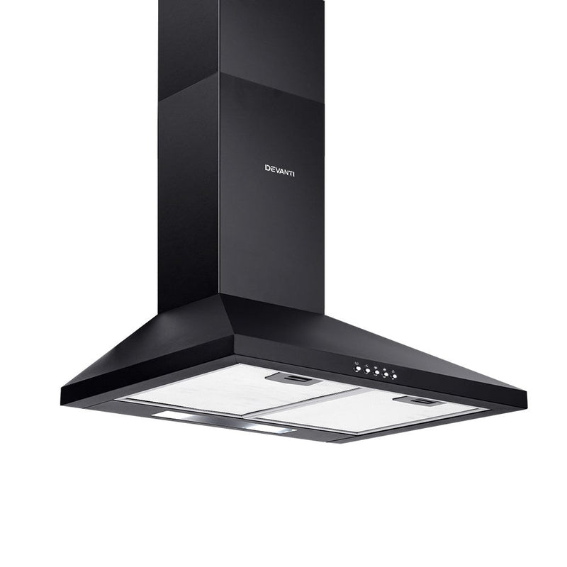 Devanti Pyramid Range Hood Rangehood 600mm 60cm Kitchen Canopy Black Payday Deals