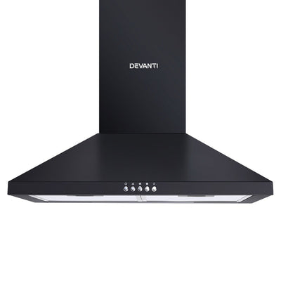 Devanti Pyramid Range Hood Rangehood 600mm 60cm Kitchen Canopy Black Payday Deals