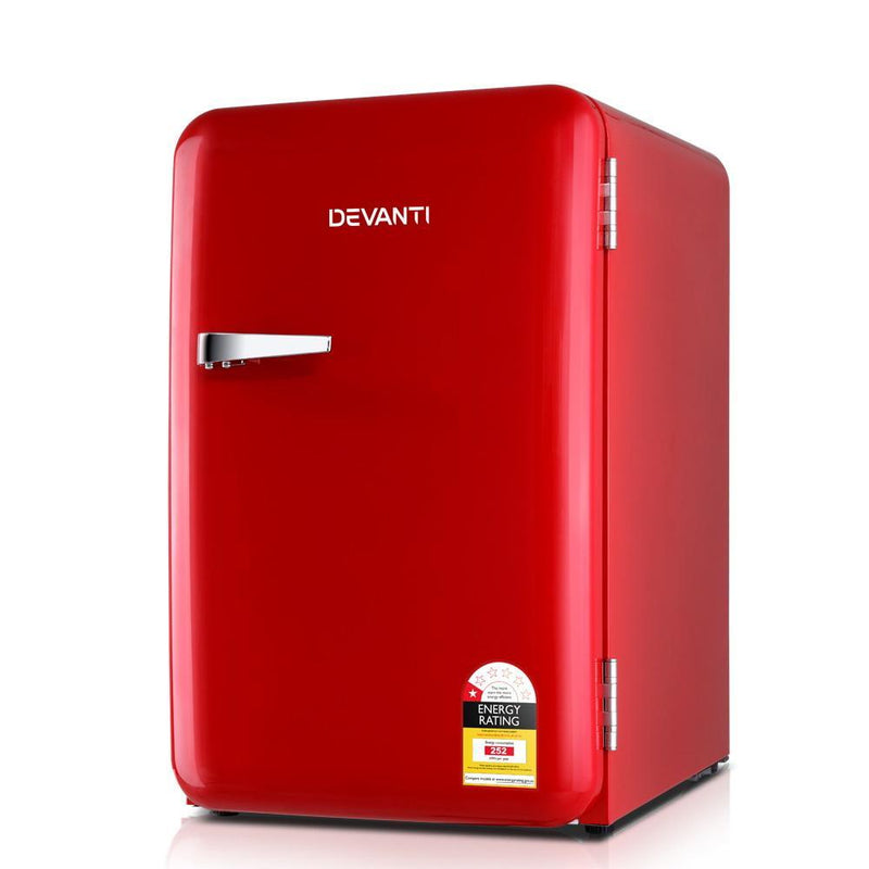 Devanti Retro Bar Fridge 70L Built-in Lamp Beverage Cooler Refrigerators Payday Deals